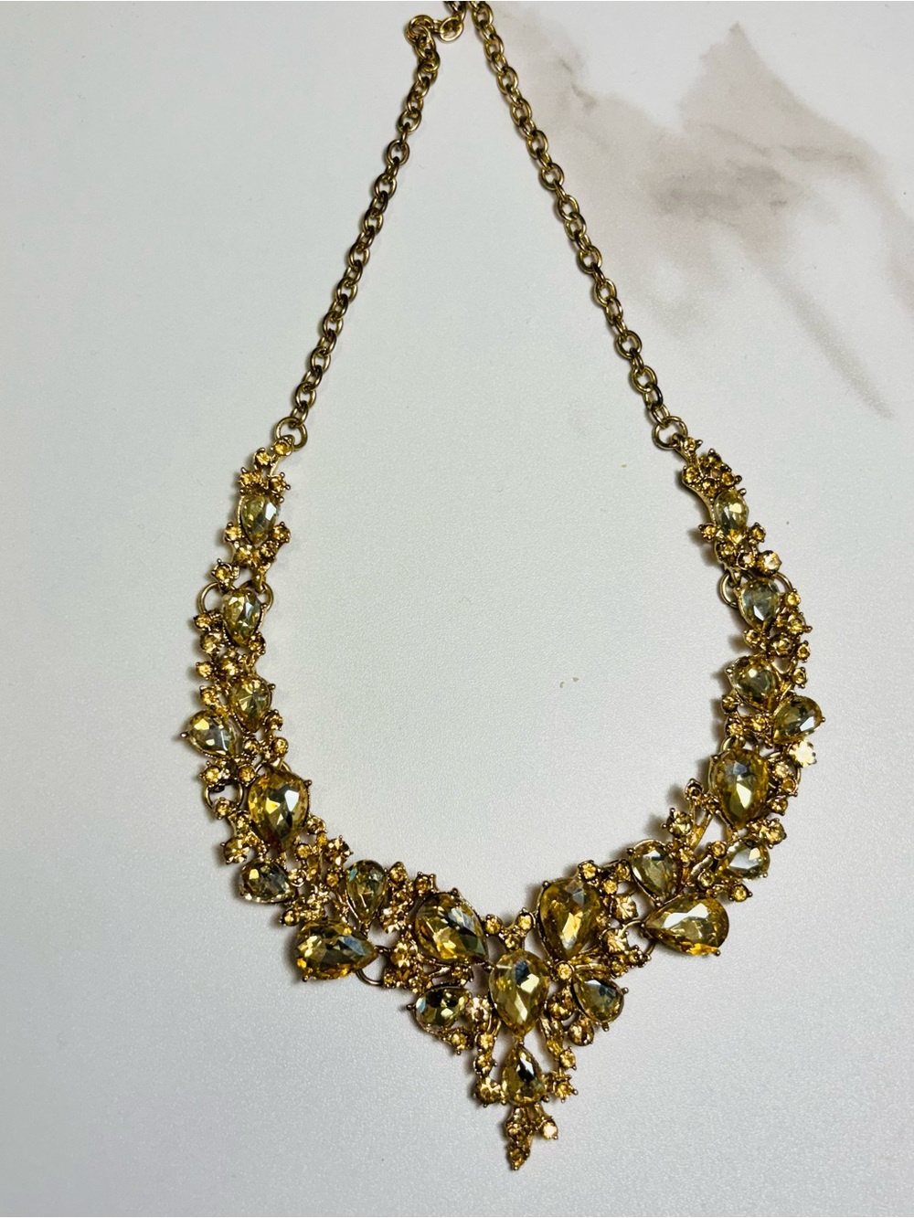 Gold Crystal Statement Necklace - Women Jewelry